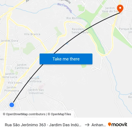 Rua São Jerônimo 363 - Jardim Das Indústrias Jacareí - SP Brasil to Anhanguera map