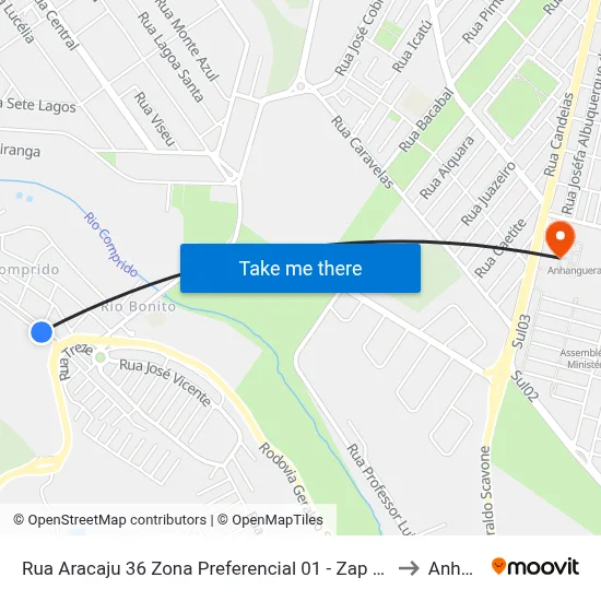 Rua Aracaju 36 Zona Preferencial 01 - Zap 1 Jacareí - São Paulo 12302-003 Brasil to Anhanguera map