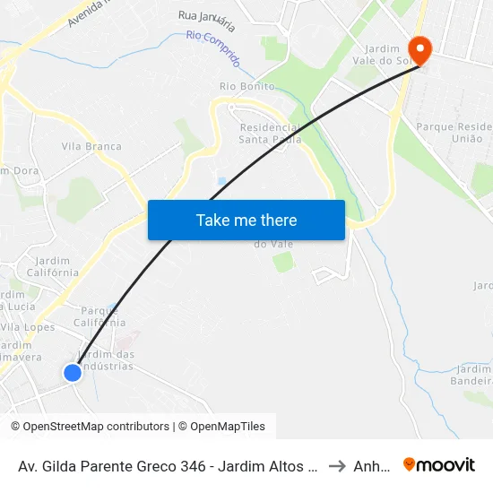 Av. Gilda Parente Greco 346 - Jardim Altos De Santana II Jacareí - SP 12306-766 Brasil to Anhanguera map