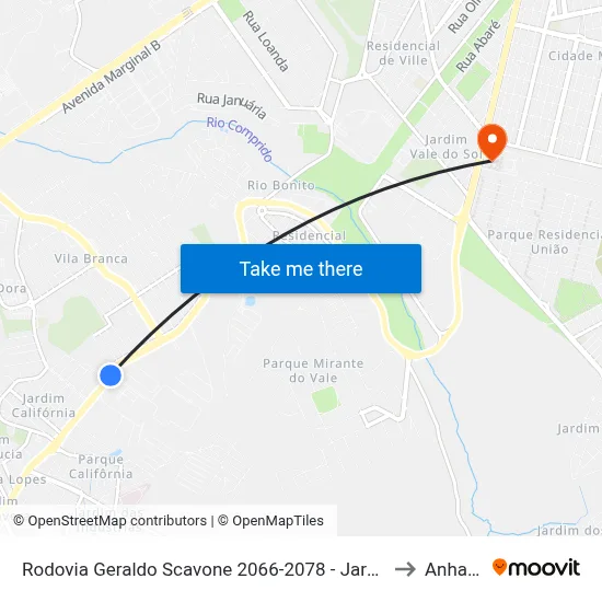 Rodovia Geraldo Scavone 2066-2078 - Jardim Califórnia Jacareí - SP Brasil to Anhanguera map