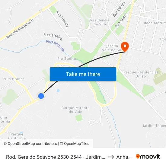 Rod. Geraldo Scavone 2530-2544 - Jardim California Jacareí - SP Brasil to Anhanguera map