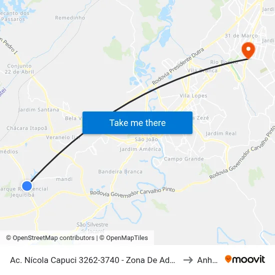 Ac. Nícola Capuci 3262-3740 - Zona De Adensamento Restrito (Zar) Jacareí - SP Brasil to Anhanguera map