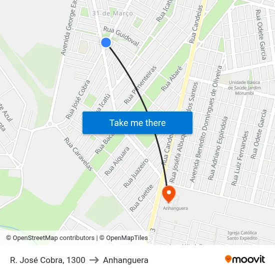 R. José Cobra, 1300 to Anhanguera map