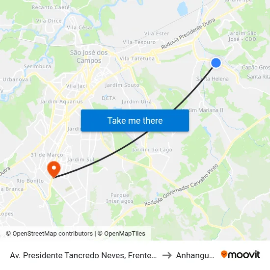 Av. Presidente Tancredo Neves, Frente 2810 to Anhanguera map