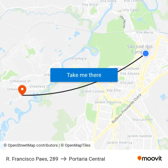 R. Francisco Paes, 289 to Portaria Central map