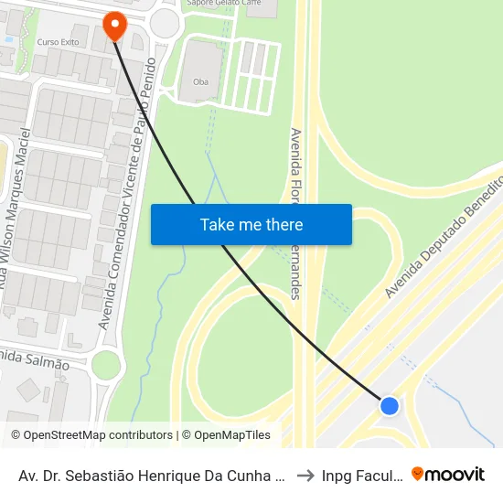 Av. Dr. Sebastião Henrique Da Cunha Pontes, 3300 to Inpg Faculdade map