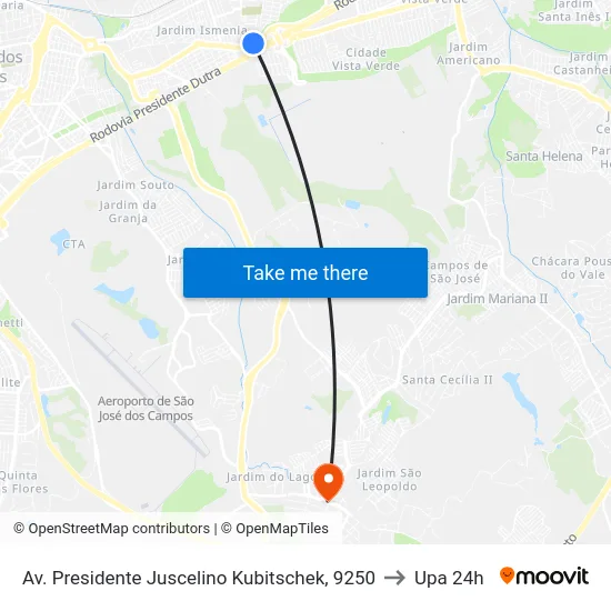 Av. Presidente Juscelino Kubitschek, 9250 to Upa 24h map