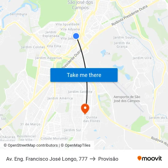 Av. Eng. Francisco José Longo, 777 to Provisão map