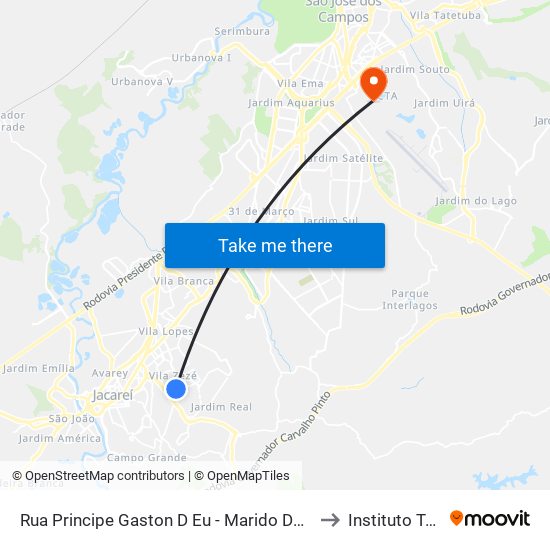 Rua Principe Gaston D Eu - Marido Da Princesa Isabel Zona Preferencial 01 - Zap 1 Jacareí - São Paulo 12310 Brasil to Instituto Tecnológico De Aeronautica map