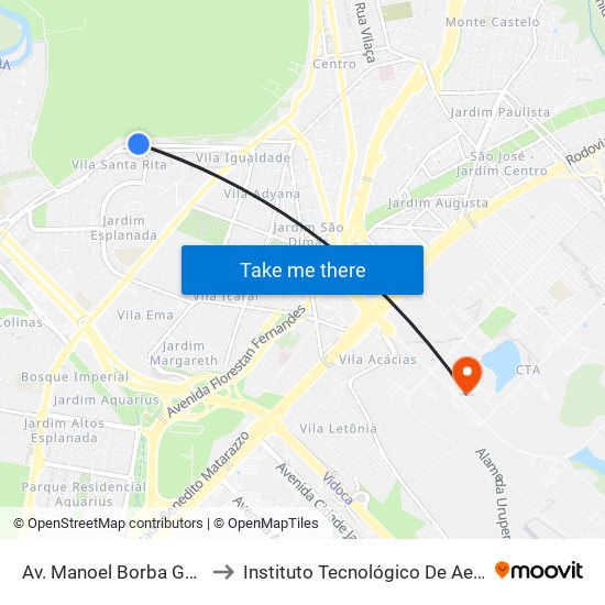 Av. Manoel Borba Gato, 880 to Instituto Tecnológico De Aeronautica map