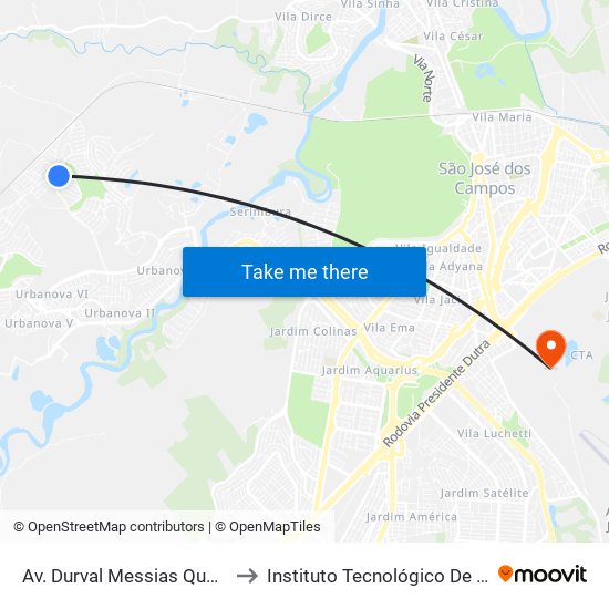 Av. Durval Messias Queiroga, S/Nº to Instituto Tecnológico De Aeronautica map