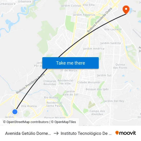 Avenida Getúlio Dorneles Vargas to Instituto Tecnológico De Aeronautica map