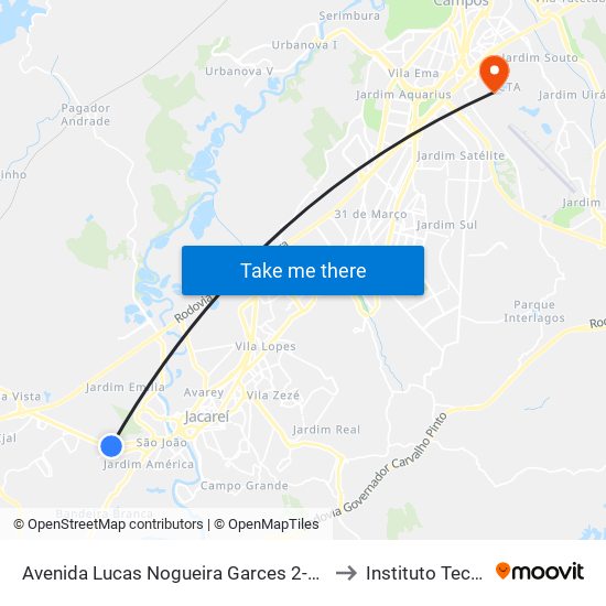 Avenida Lucas Nogueira Garces 2-342 Jacareí - SP 12324-000 República Federativa Do Brasil to Instituto Tecnológico De Aeronautica map