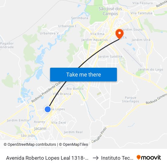 Avenida Roberto Lopes Leal 1318-1448 Jacareí - SP 12328-141 República Federativa Do Brasil to Instituto Tecnológico De Aeronautica map
