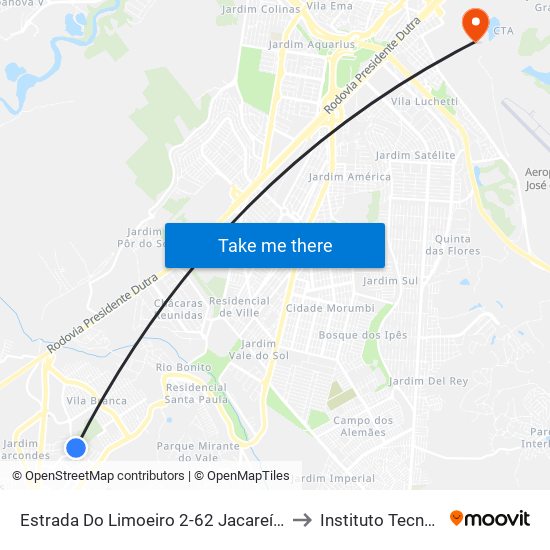 Estrada Do Limoeiro 2-62 Jacareí - SP 12305-810 República Federativa Do Brasil to Instituto Tecnológico De Aeronautica map