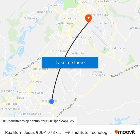 Rua Bom Jesus 900-1078 - Cidade Salvador SP Brasil to Instituto Tecnológico De Aeronautica map