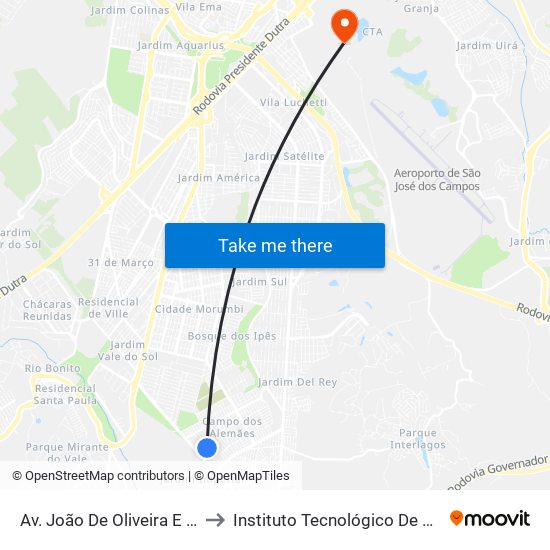 Av. João De Oliveira E Silva, 453 to Instituto Tecnológico De Aeronautica map