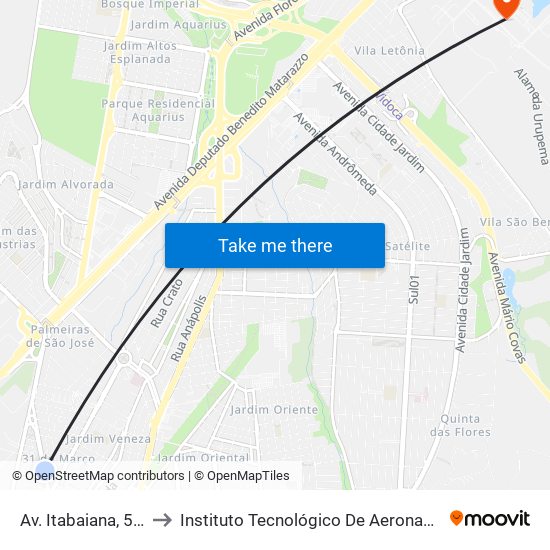 Av. Itabaiana, 544 to Instituto Tecnológico De Aeronautica map