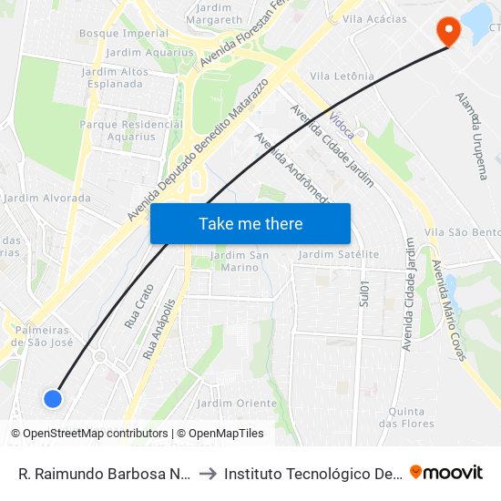 R. Raimundo Barbosa Nogueira, 450 to Instituto Tecnológico De Aeronautica map