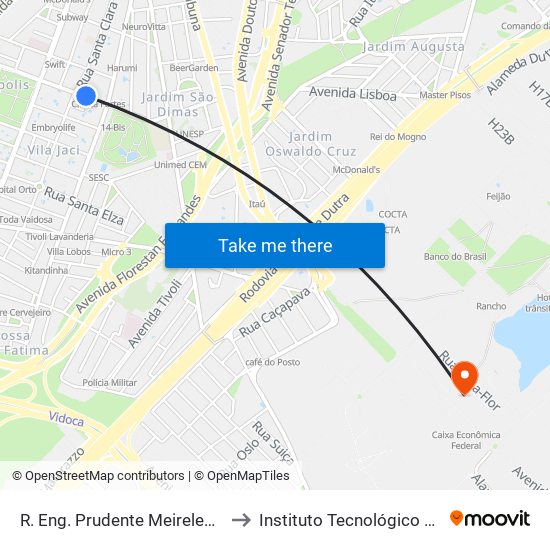R. Eng. Prudente Meireles De Morais, 823 to Instituto Tecnológico De Aeronautica map