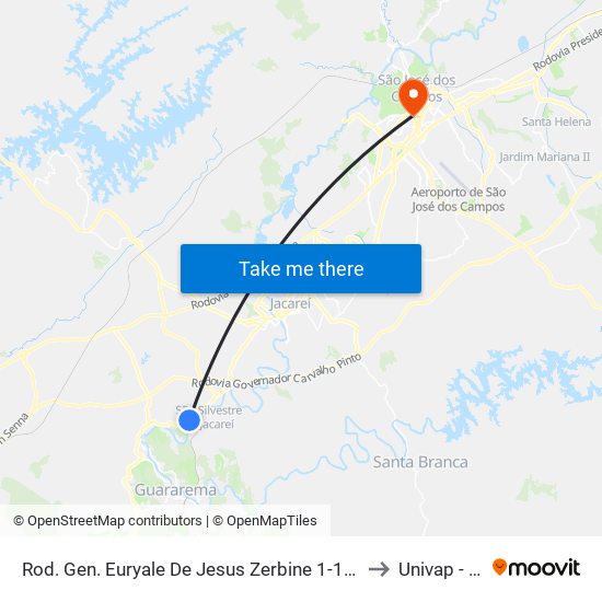 Rod. Gen. Euryale De Jesus Zerbine 1-131 Jacareí - SP Brasil to Univap - Direito map