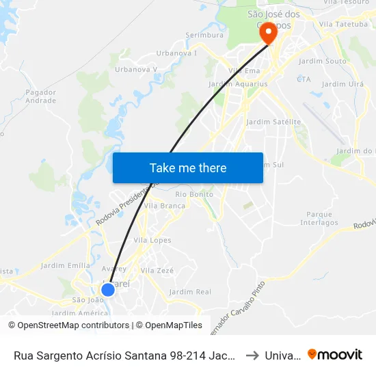 Rua Sargento Acrísio Santana 98-214 Jacareí - SP 12327-320 República Federativa Do Brasil to Univap - Direito map
