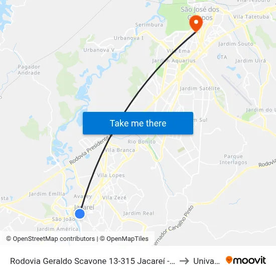 Rodovia Geraldo Scavone 13-315 Jacareí - SP 12308-000 República Federativa Do Brasil to Univap - Direito map