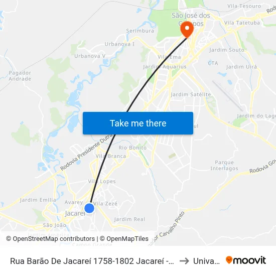 Rua Barão De Jacareí 1758-1802 Jacareí - SP 12307-460 República Federativa Do Brasil to Univap - Direito map