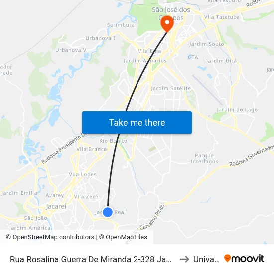 Rua Rosalina Guerra De Miranda 2-328 Jacareí - SP 12312-400 República Federativa Do Brasil to Univap - Direito map