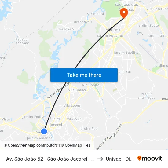 Av. São João 52 - São João Jacareí - SP Brasil to Univap - Direito map