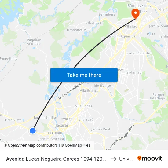 Avenida Lucas Nogueira Garces 1094-1202 Jacareí - SP 12324-000 República Federativa Do Brasil to Univap - Direito map