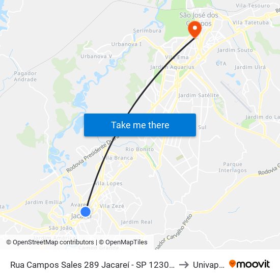 Rua Campos Sales 289 Jacareí - SP 12308-040 República Federativa Do Brasil to Univap - Direito map
