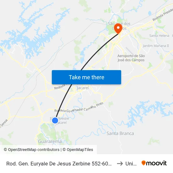 Rod. Gen. Euryale De Jesus Zerbine 552-604 - Zona De Adensamento Controlado (Zac - São Silvestre) Jacareí - SP Brasil to Univap - Direito map