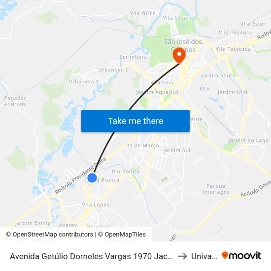 Avenida Getúlio Dorneles Vargas 1970 Jacareí - SP 12305-010 República Federativa Do Brasil to Univap - Direito map