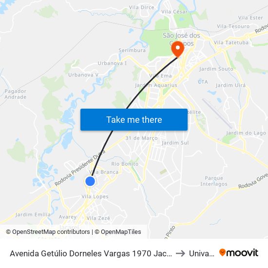Avenida Getúlio Dorneles Vargas 1970 Jacareí - SP 12305-000 República Federativa Do Brasil to Univap - Direito map