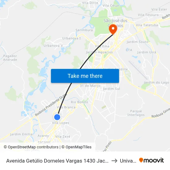 Avenida Getúlio Dorneles Vargas 1430 Jacareí - SP 12305-010 República Federativa Do Brasil to Univap - Direito map