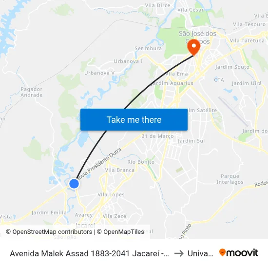 Avenida Malek Assad 1883-2041 Jacareí - SP 12328-080 República Federativa Do Brasil to Univap - Direito map