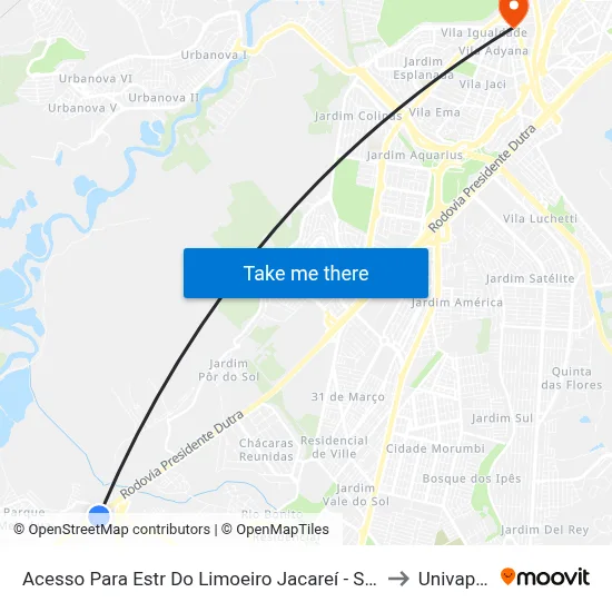 Acesso Para Estr Do Limoeiro Jacareí - SP República Federativa Do Brasil to Univap - Direito map