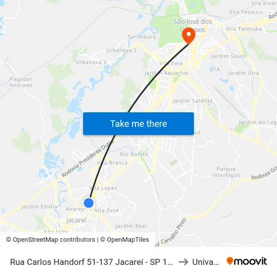 Rua Carlos Handorf 51-137 Jacareí - SP 12307-170 República Federativa Do Brasil to Univap - Direito map