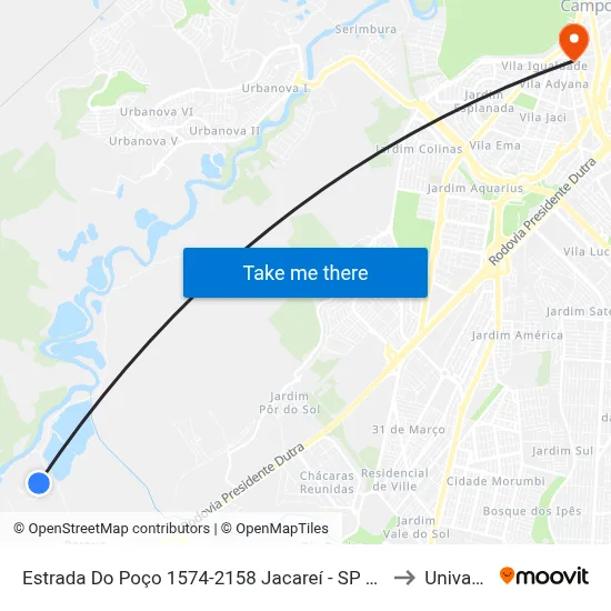 Estrada Do Poço 1574-2158 Jacareí - SP 12335-480 República Federativa Do Brasil to Univap - Direito map