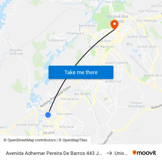 Avenida Adhemar Pereira De Barros 443 Jacareí - SP 12328-300 República Federativa Do Brasil to Univap - Direito map