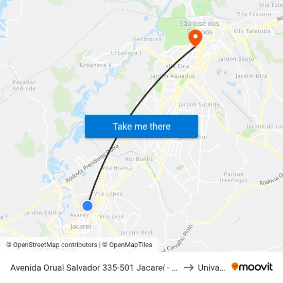 Avenida Orual Salvador 335-501 Jacareí - SP 12328-470 República Federativa Do Brasil to Univap - Direito map