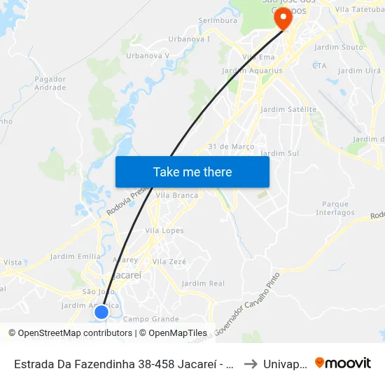 Estrada Da Fazendinha 38-458 Jacareí - SP República Federativa Do Brasil to Univap - Direito map