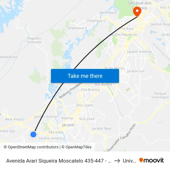 Avenida Arari Siqueira Moscatelo 435-447 - Jardim Do Portal Jacareí - SP 12324-200 República Federativa Do Brasil to Univap - Direito map