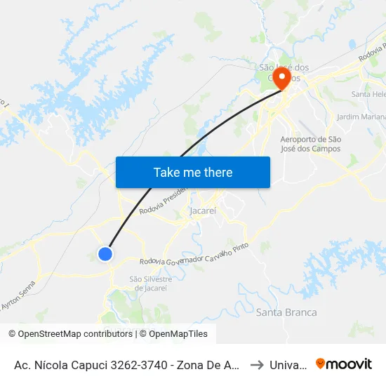 Ac. Nícola Capuci 3262-3740 - Zona De Adensamento Restrito (Zar) Jacareí - SP Brasil to Univap - Direito map
