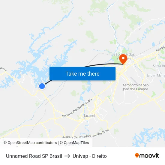 Unnamed Road SP Brasil to Univap - Direito map