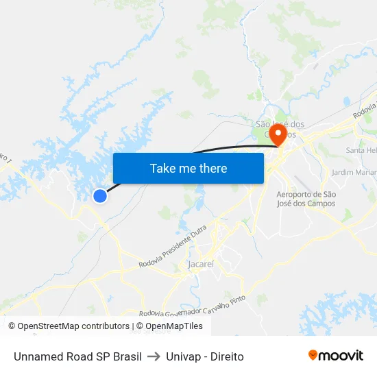 Unnamed Road SP Brasil to Univap - Direito map