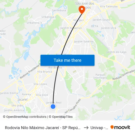 Rodovia Nilo Máximo Jacareí - SP República Federativa Do Brasil to Univap - Direito map