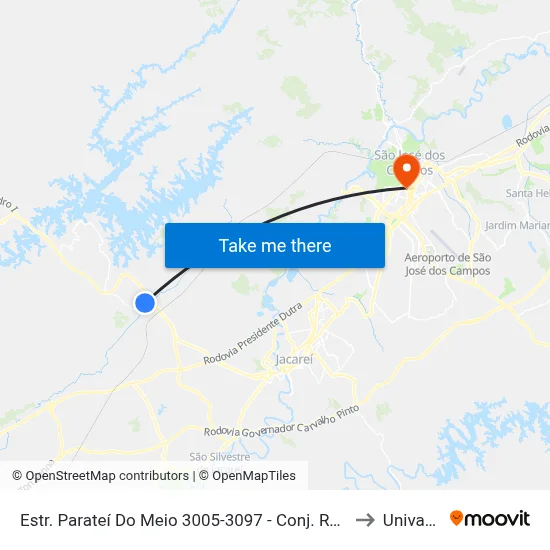 Estr. Parateí Do Meio 3005-3097 - Conj. Res. Vinte E Dois De Abril Jacareí - SP Brasil to Univap - Direito map