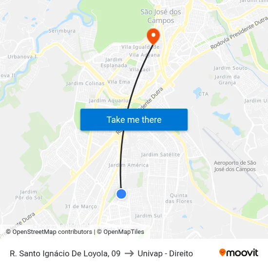 R. Santo Ignácio De Loyola, 09 to Univap - Direito map